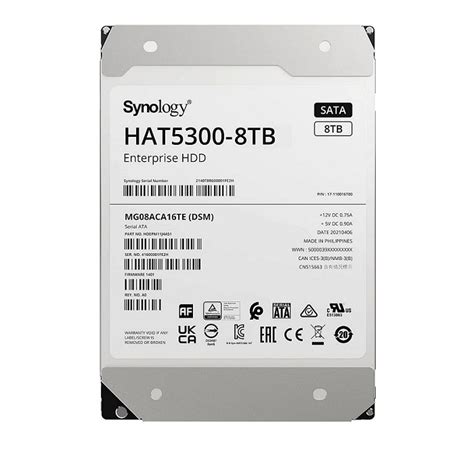 Synology HAT5310-8T 8TB 3.5'' Enterprise HDD; SATA 6GB/s; 256MB Cache; RPM 7200 - Only use with Synology 5 year warranty